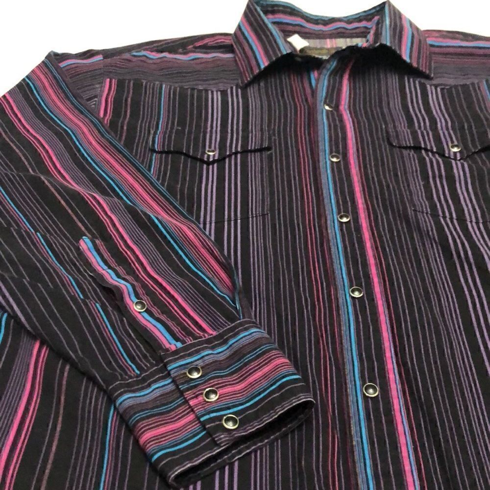Vintage panhandle slim fit mens long sleeve. Western stripe size 17X35 - Picture 10 of 10